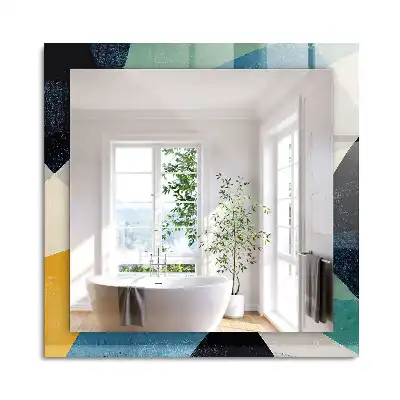 Miroir rectangulaire avec cadre imprimé motifs abstraits colorés