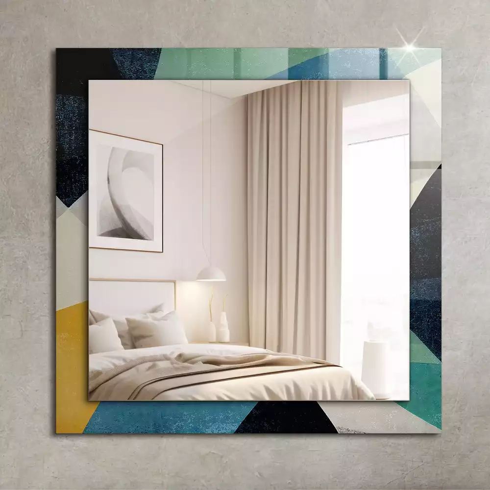Miroir rectangulaire avec cadre imprimé motifs abstraits colorés