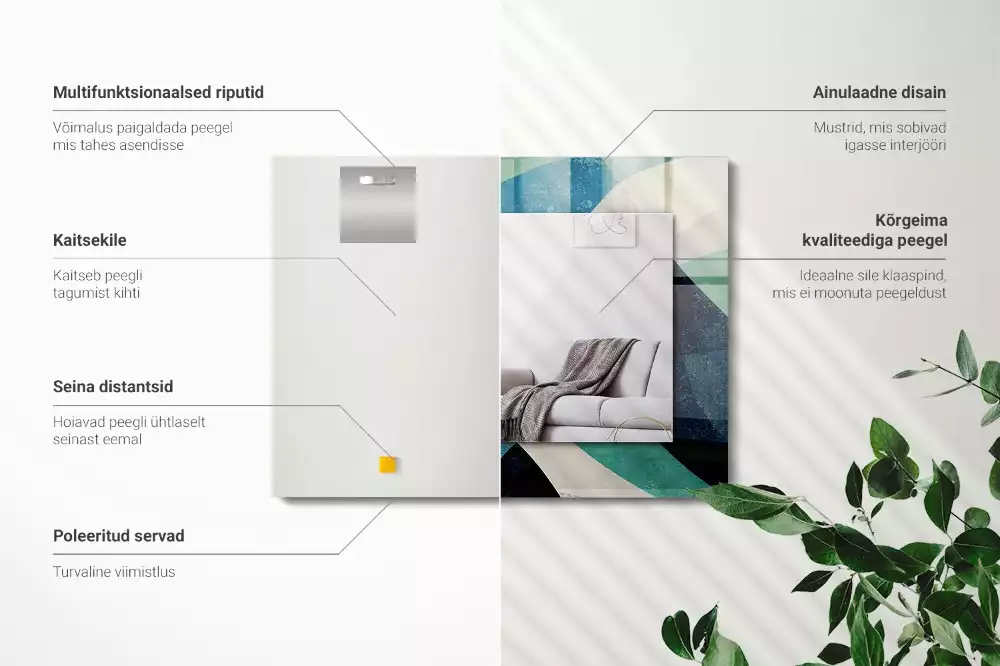 Miroir rectangulaire avec cadre imprimé motifs abstraits colorés