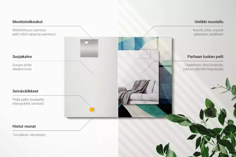 Miroir rectangulaire avec cadre imprimé motifs abstraits colorés
