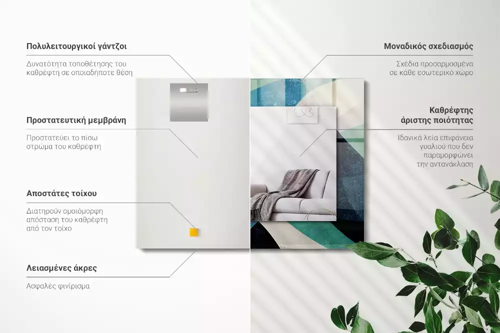 Miroir rectangulaire avec cadre imprimé motifs abstraits colorés