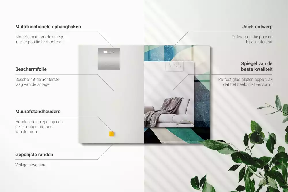 Miroir rectangulaire avec cadre imprimé motifs abstraits colorés