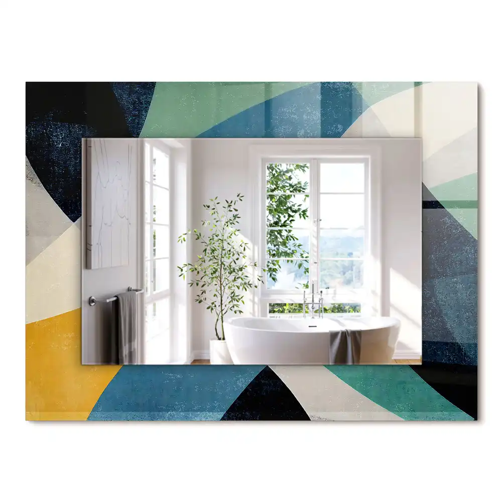 Miroir rectangulaire avec cadre imprimé motifs abstraits colorés