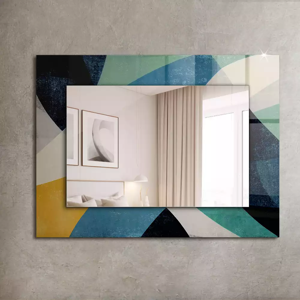 Miroir rectangulaire avec cadre imprimé motifs abstraits colorés
