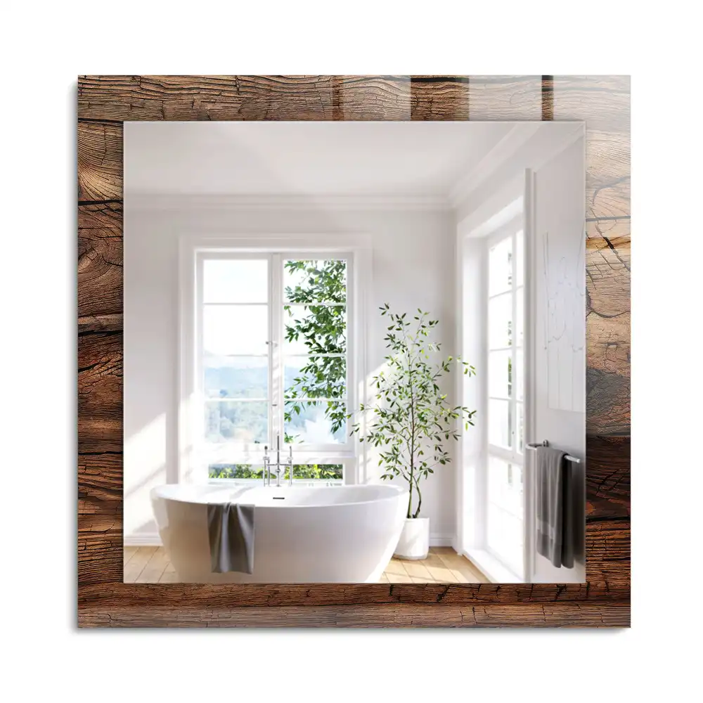Miroir rectangulaire décoratif structure de planche en bois