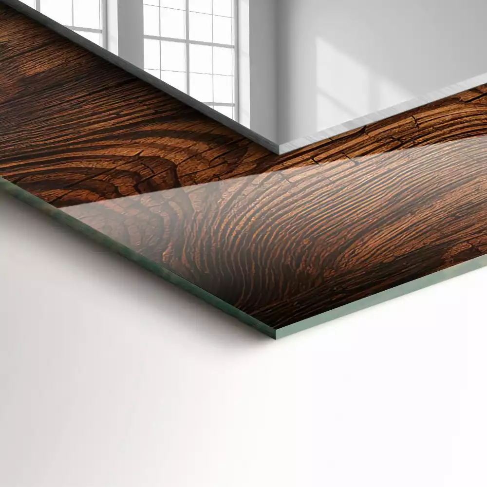 Miroir rectangulaire décoratif structure de planche en bois