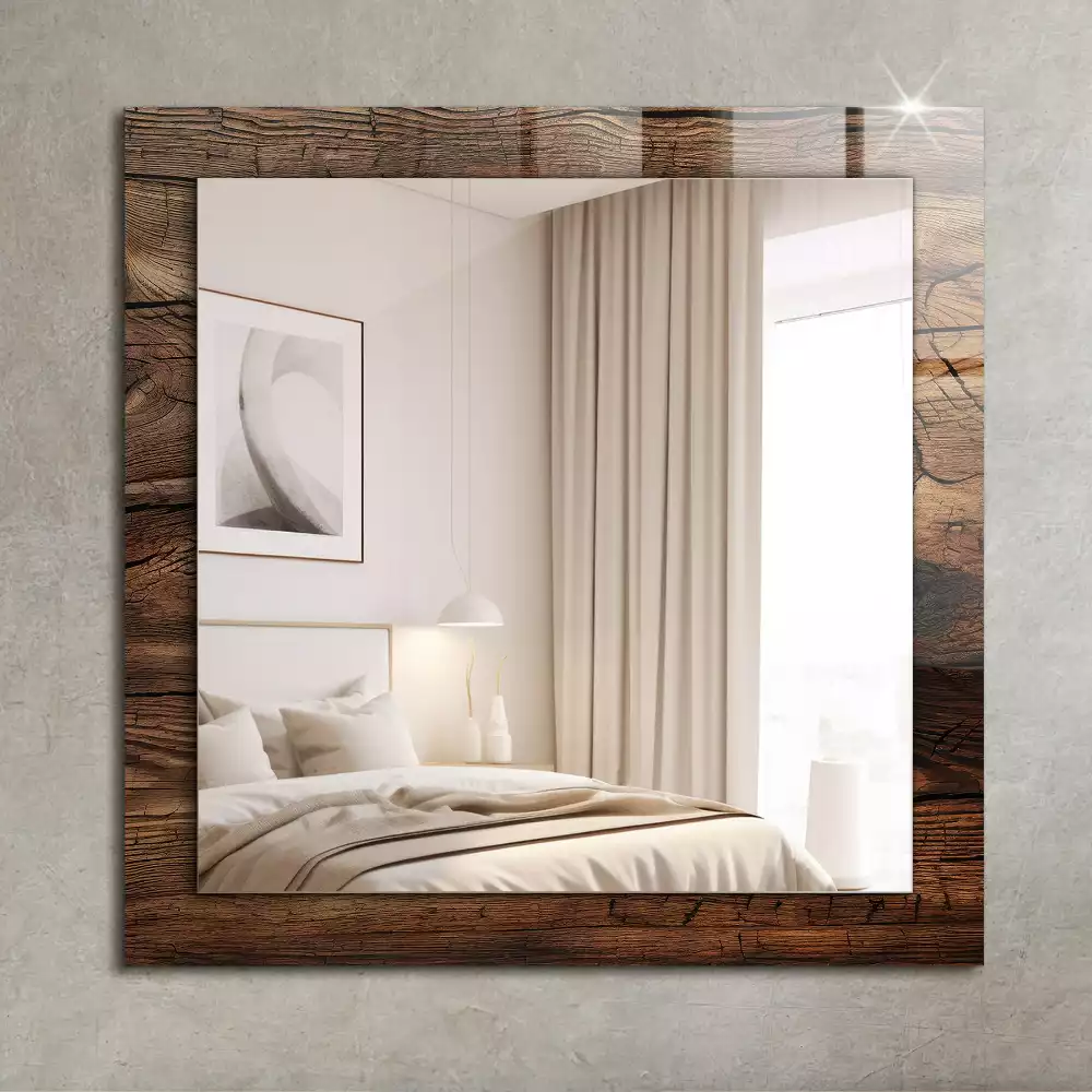 Miroir rectangulaire décoratif structure de planche en bois