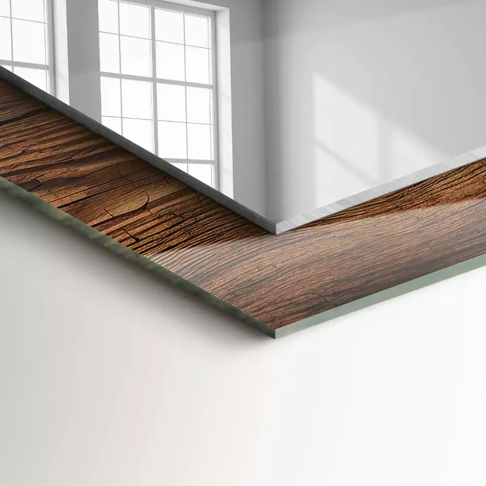 Miroir rectangulaire décoratif structure de planche en bois