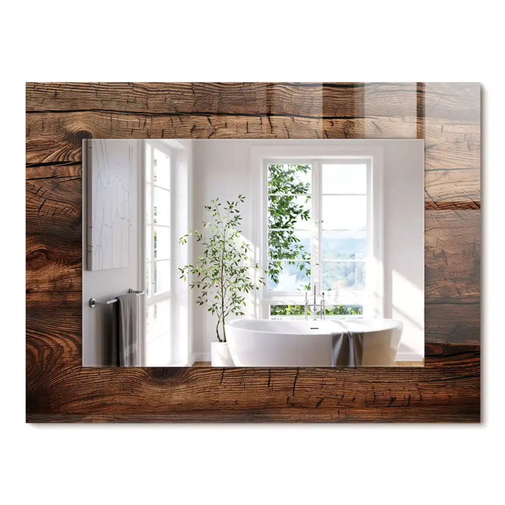 Miroir rectangulaire décoratif structure de planche en bois
