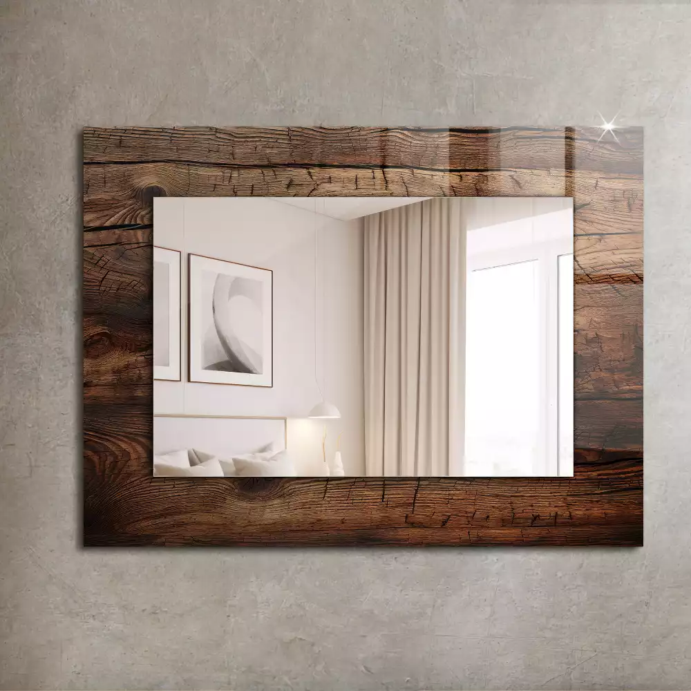 Miroir rectangulaire décoratif structure de planche en bois