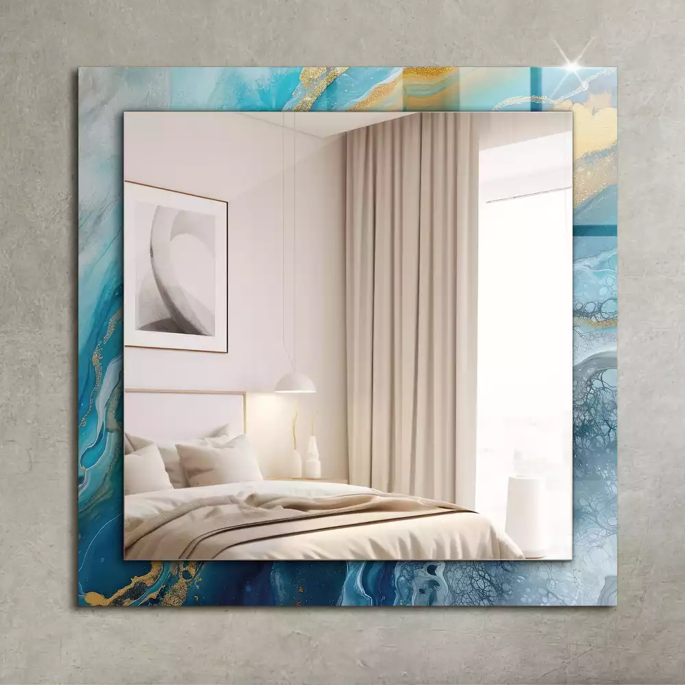 Miroir rectangulaire imprimé marbre de résine abstrait