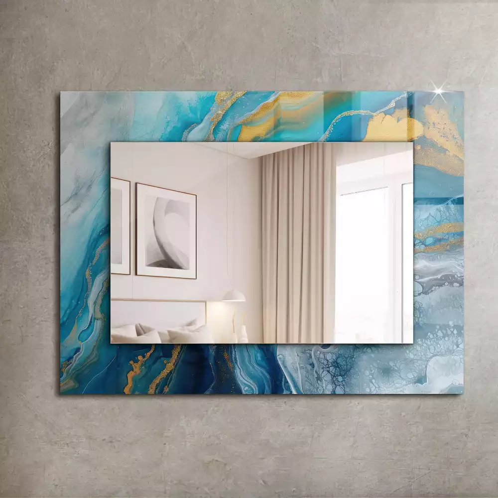 Miroir rectangulaire imprimé marbre de résine abstrait