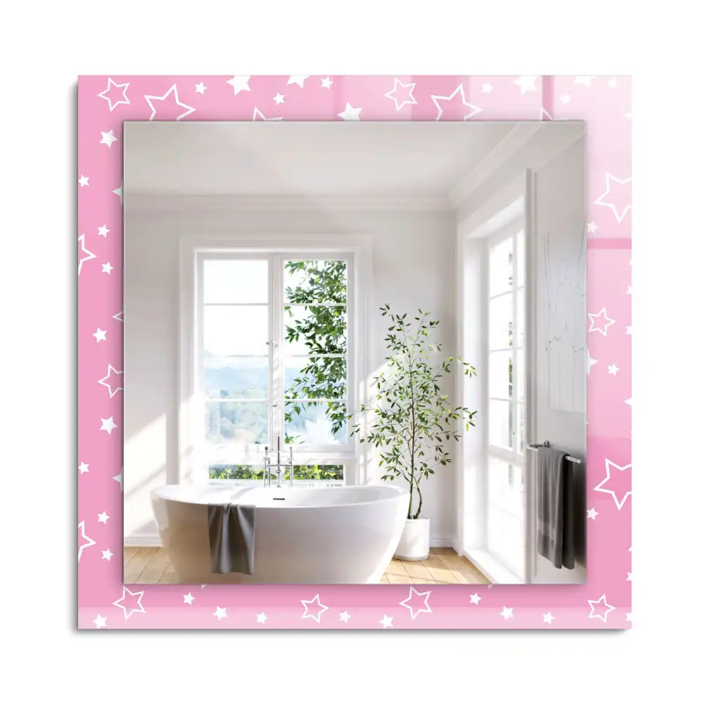 Miroir rectangulaire avec cadre imprimé petites étoiles roses
