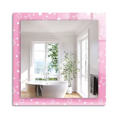 Miroir rectangulaire avec cadre imprimé petites étoiles roses