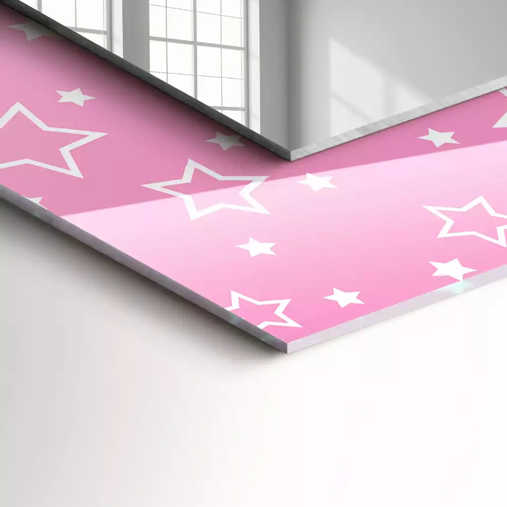Miroir rectangulaire avec cadre imprimé petites étoiles roses
