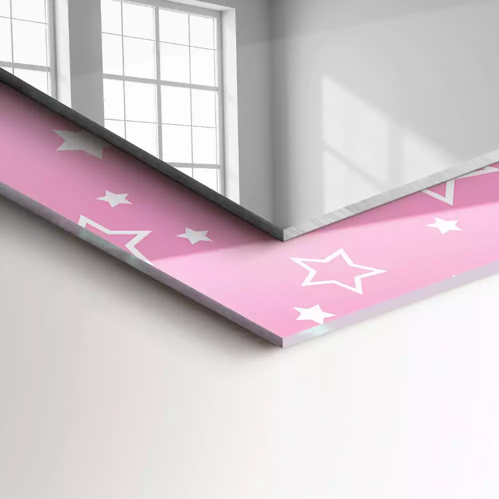 Miroir rectangulaire avec cadre imprimé petites étoiles roses