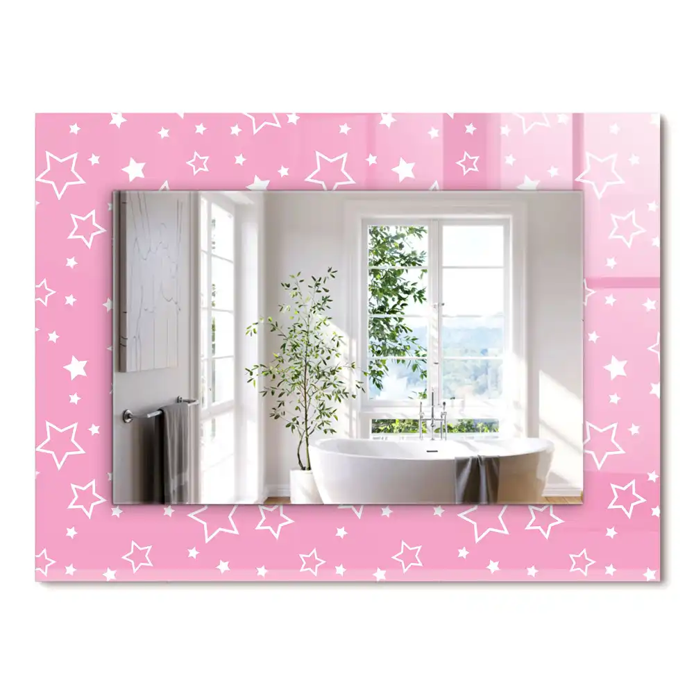 Miroir rectangulaire avec cadre imprimé petites étoiles roses