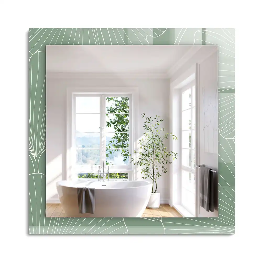 Miroir rectangulaire décoratif feuilles de ginkgo