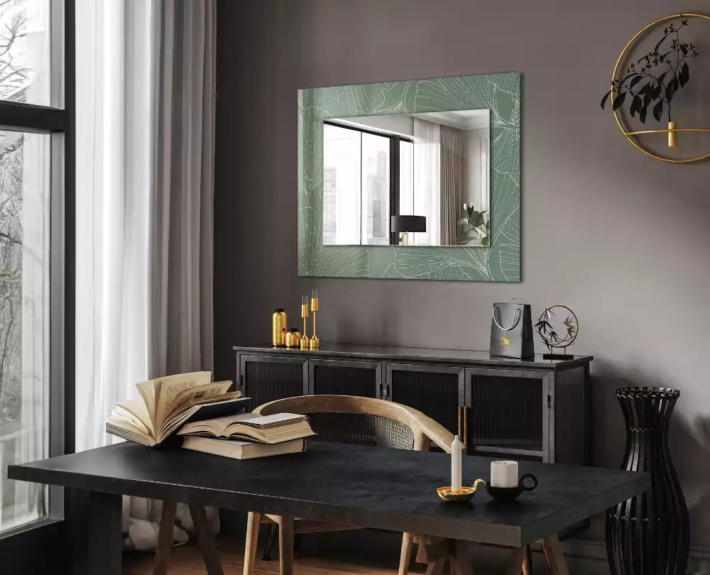 Miroir rectangulaire décoratif feuilles de ginkgo