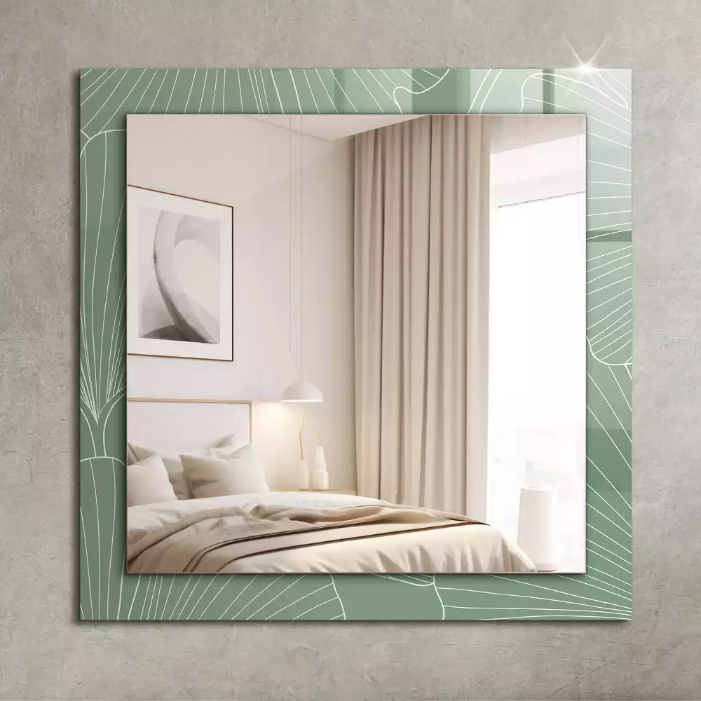Miroir rectangulaire décoratif feuilles de ginkgo