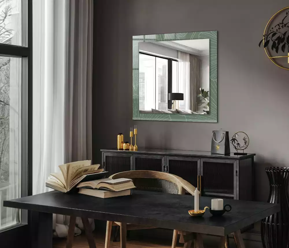 Miroir rectangulaire décoratif feuilles de ginkgo