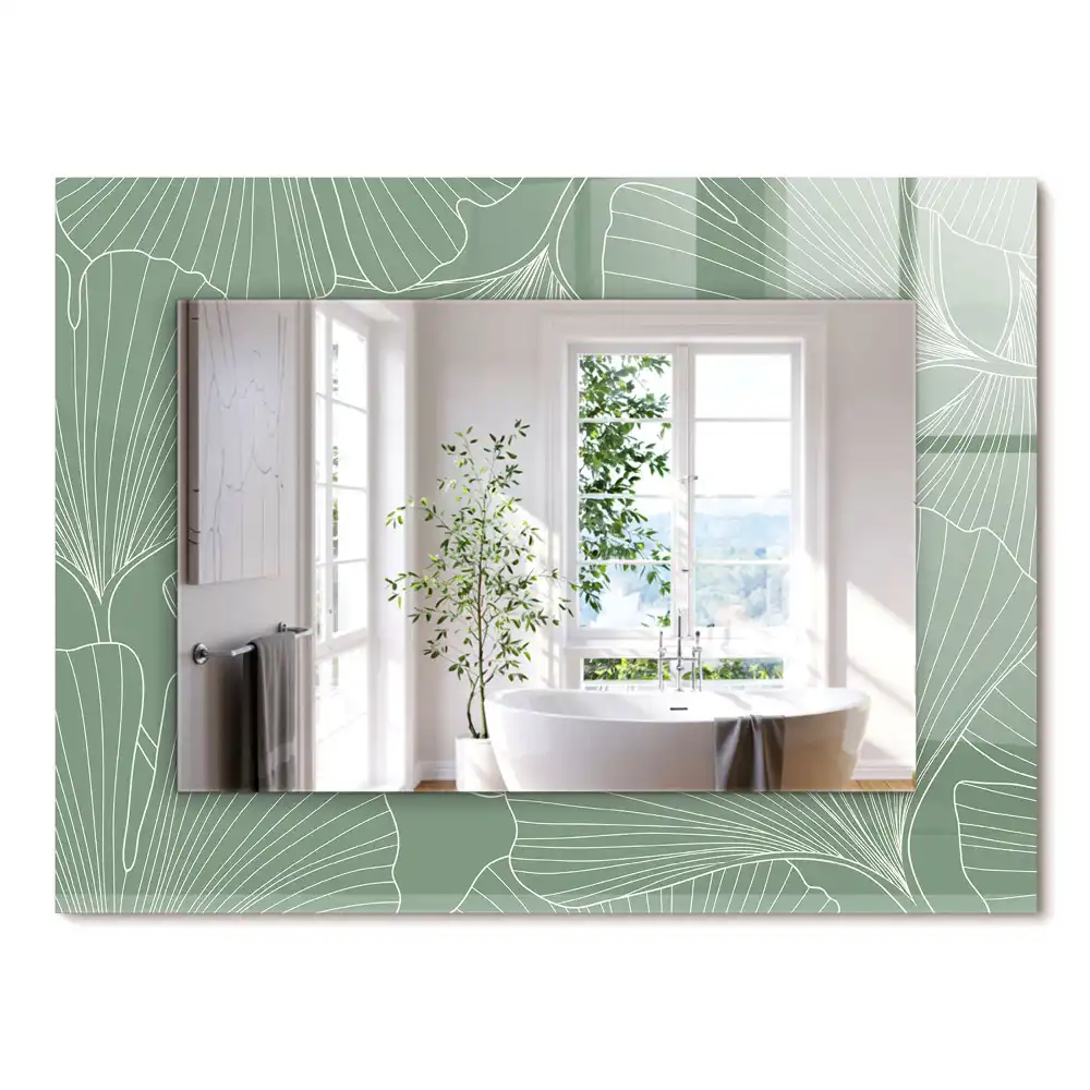 Miroir rectangulaire décoratif feuilles de ginkgo