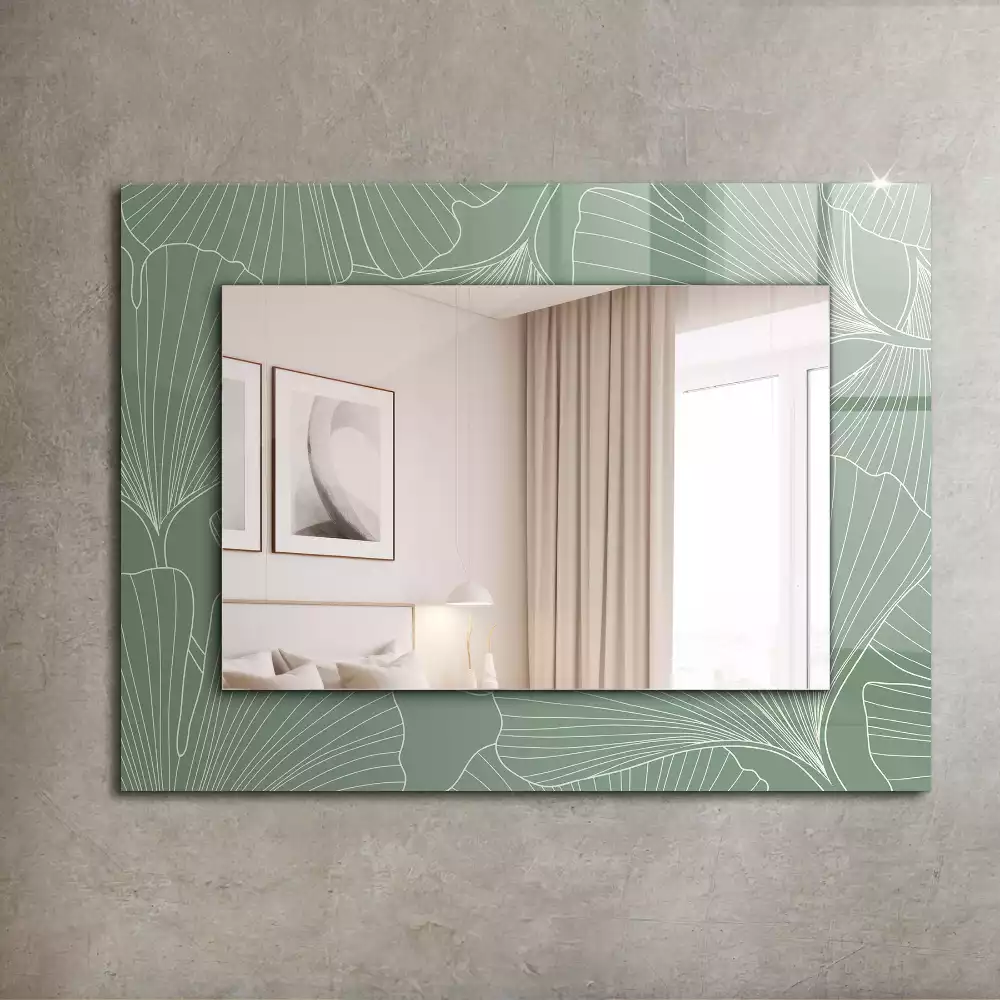 Miroir rectangulaire décoratif feuilles de ginkgo
