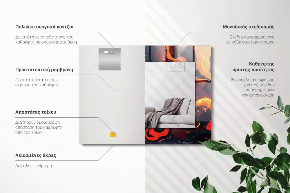 Miroir rectangulaire imprimé lave volcanique