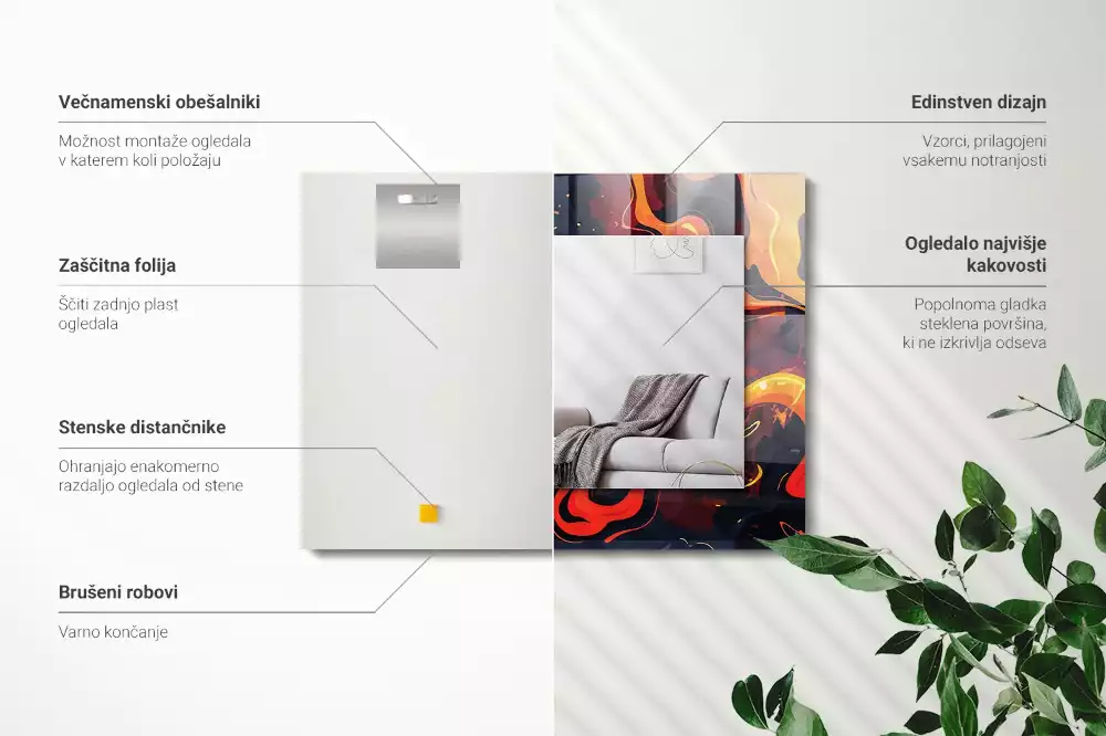 Miroir rectangulaire imprimé lave volcanique