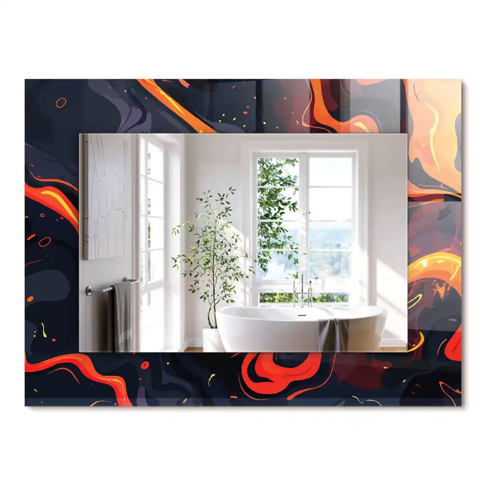 Miroir rectangulaire imprimé lave volcanique
