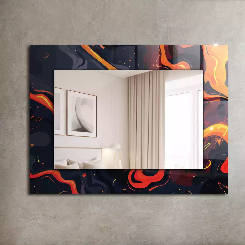 Miroir rectangulaire imprimé lave volcanique
