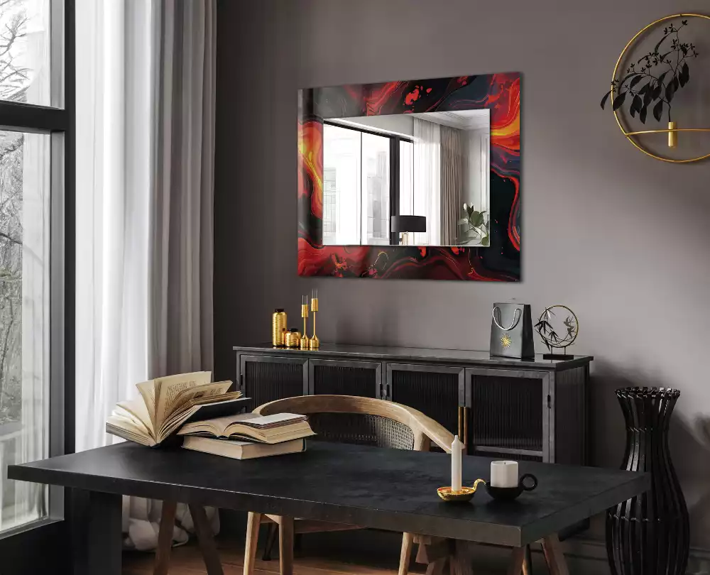 Miroir rectangulaire décoratif imprimé abstraction de lave