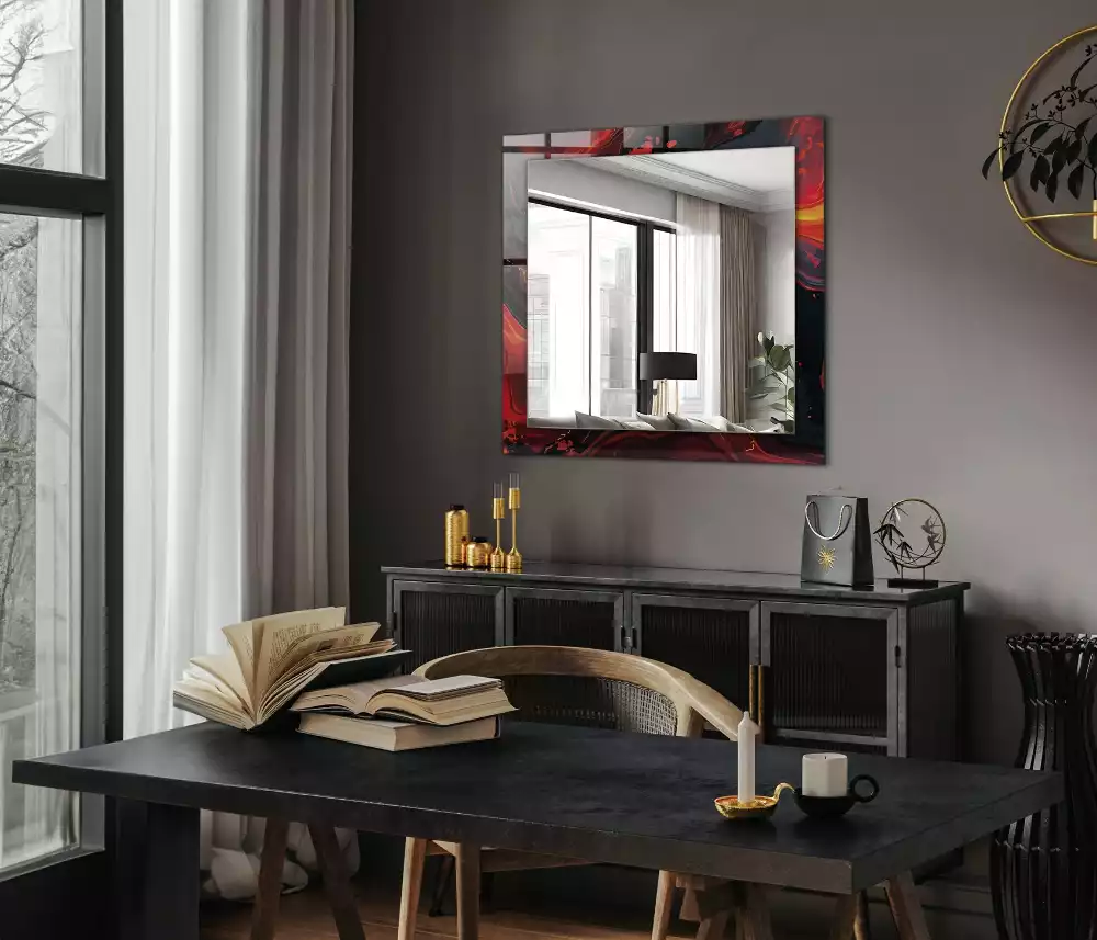Miroir rectangulaire décoratif imprimé abstraction de lave