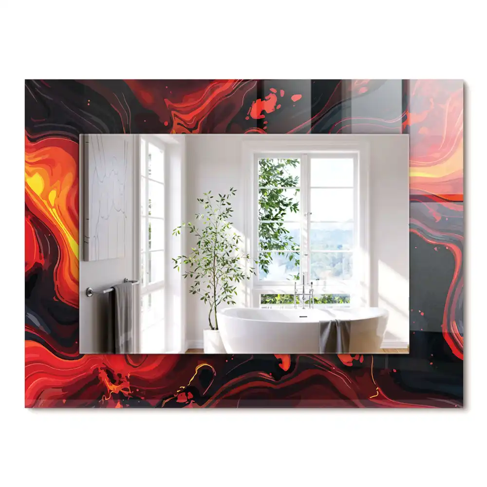 Miroir rectangulaire décoratif imprimé abstraction de lave