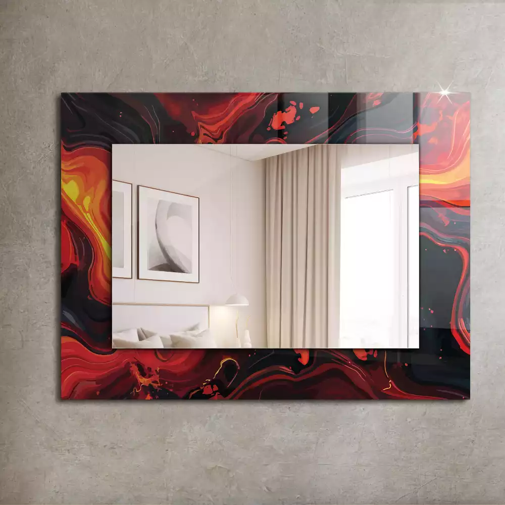 Miroir rectangulaire décoratif imprimé abstraction de lave