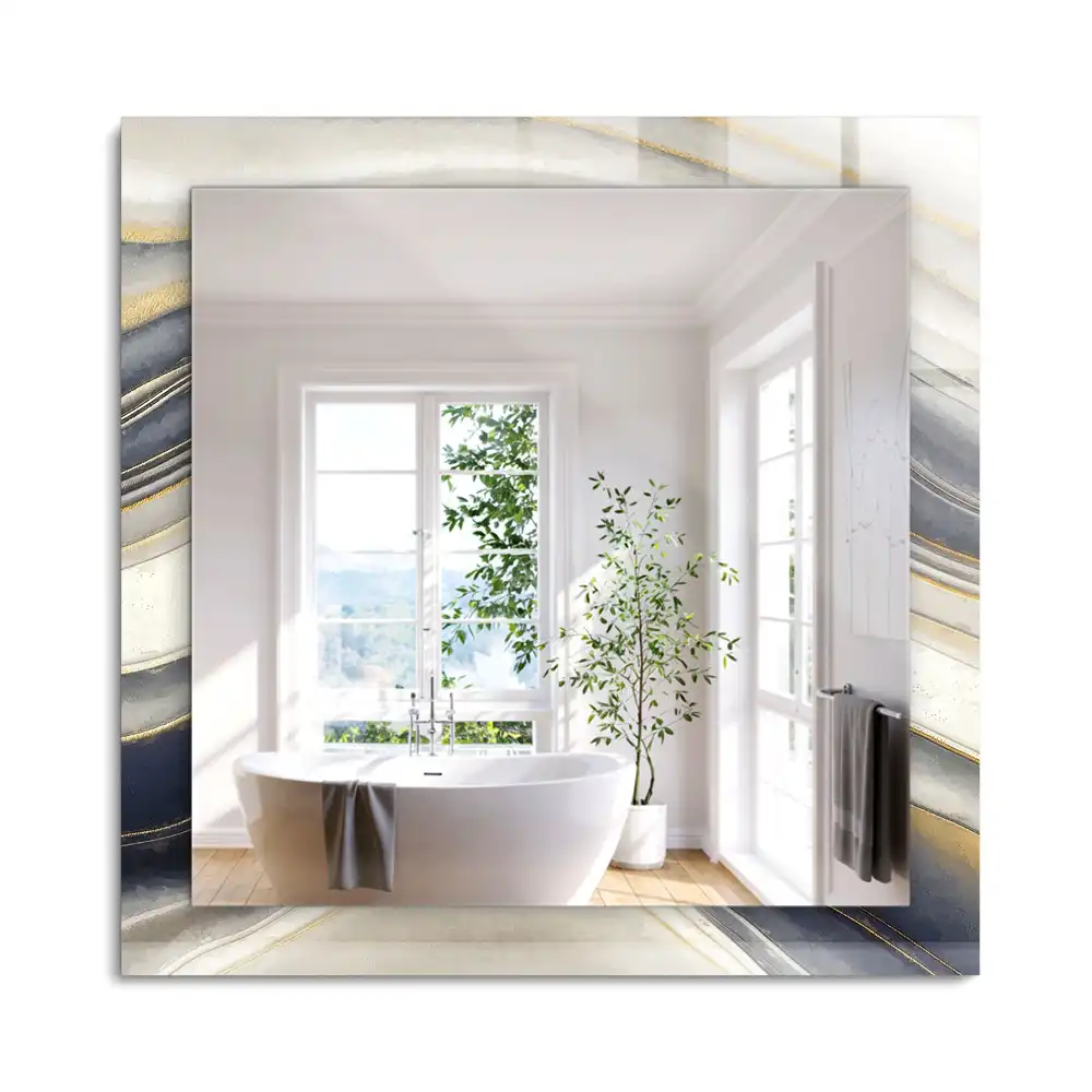 Miroir rectangulaire avec cadre imprimé vagues de couleurs abstraites