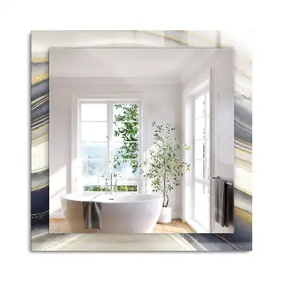 Miroir rectangulaire avec cadre imprimé vagues de couleurs abstraites