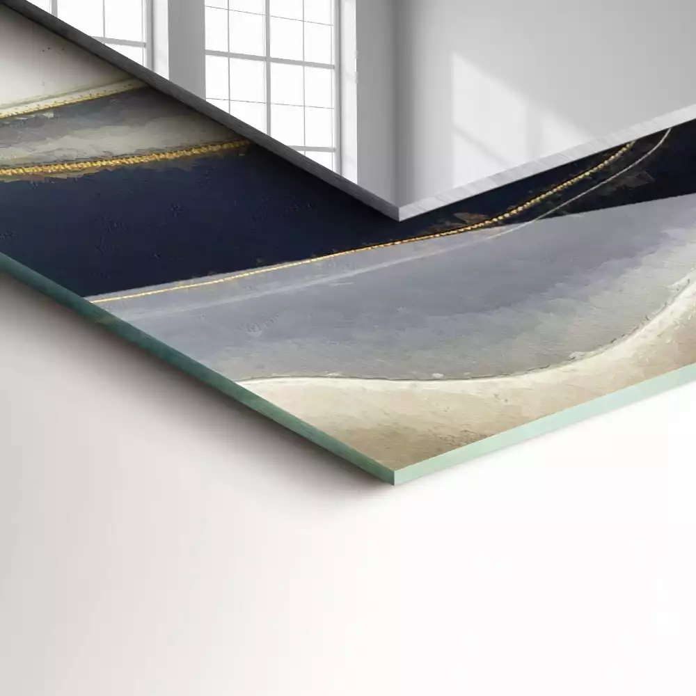 Miroir rectangulaire avec cadre imprimé vagues de couleurs abstraites