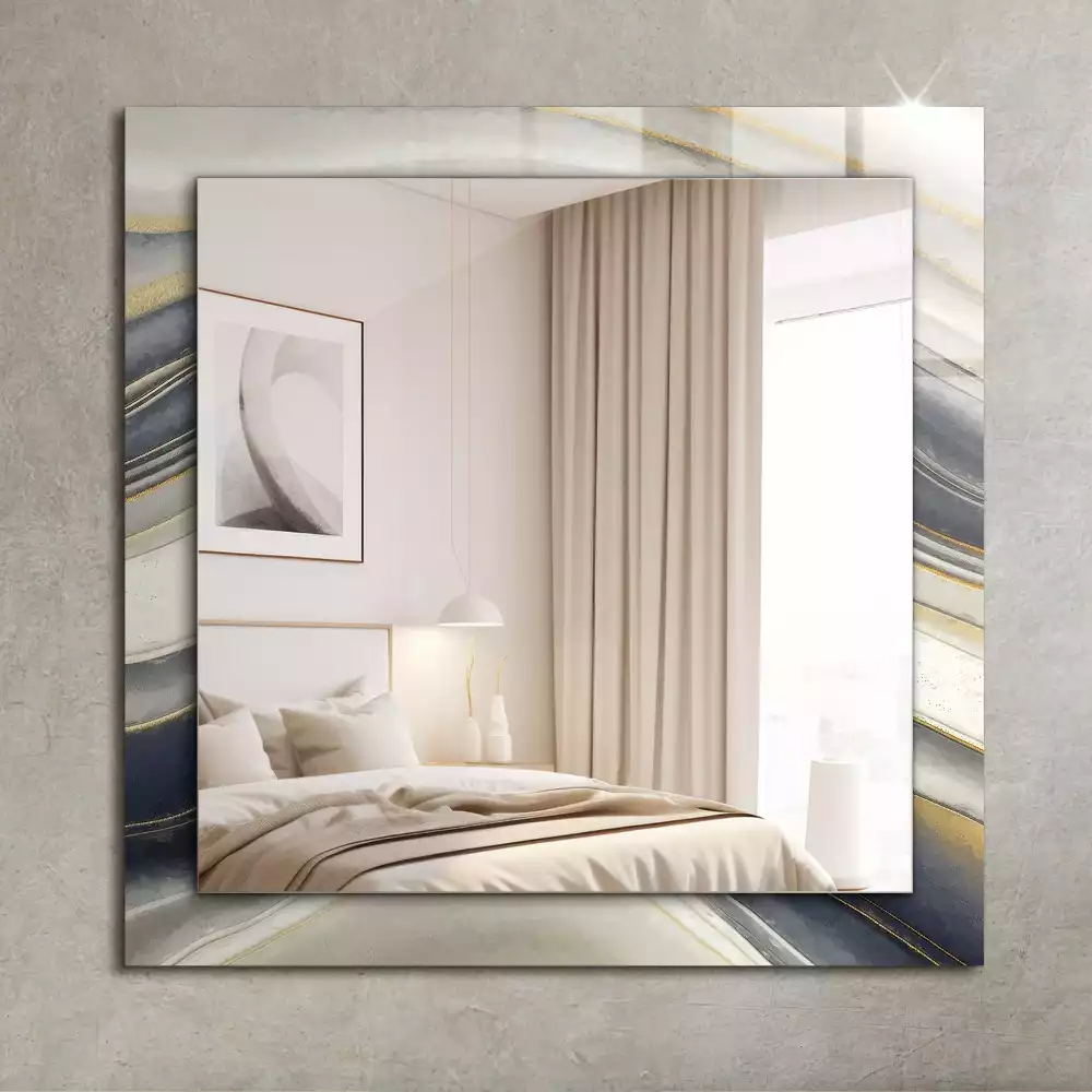 Miroir rectangulaire avec cadre imprimé vagues de couleurs abstraites