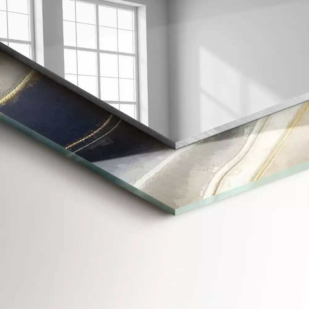 Miroir rectangulaire avec cadre imprimé vagues de couleurs abstraites