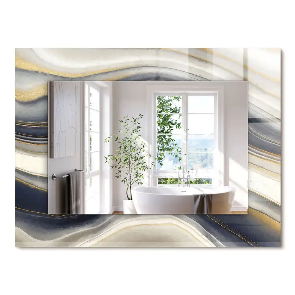 Miroir rectangulaire avec cadre imprimé vagues de couleurs abstraites
