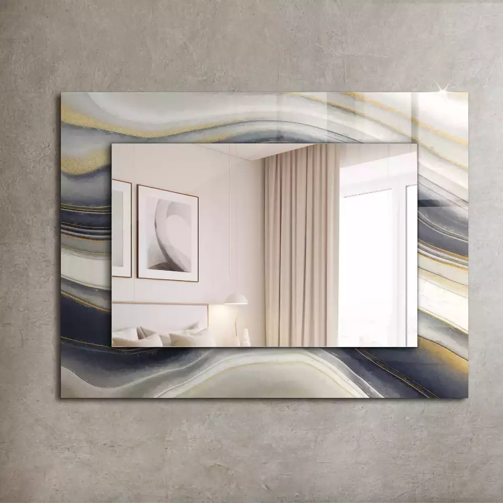 Miroir rectangulaire avec cadre imprimé vagues de couleurs abstraites