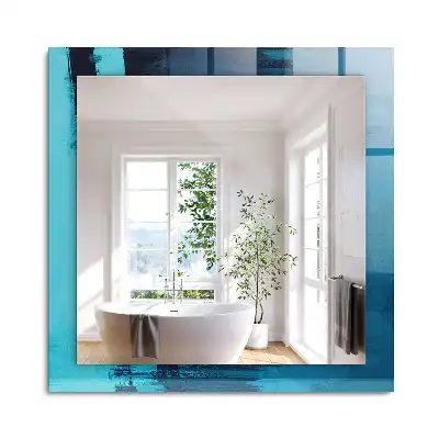 Miroir rectangulaire à cadre imprimé art abstrait bleu clair