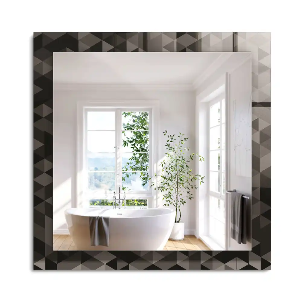 Miroir rectangulaire décoratif triangles noir et gris