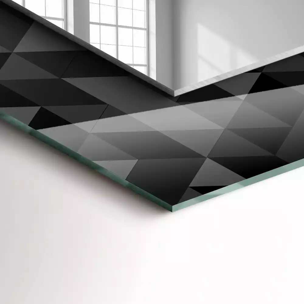 Miroir rectangulaire décoratif triangles noir et gris