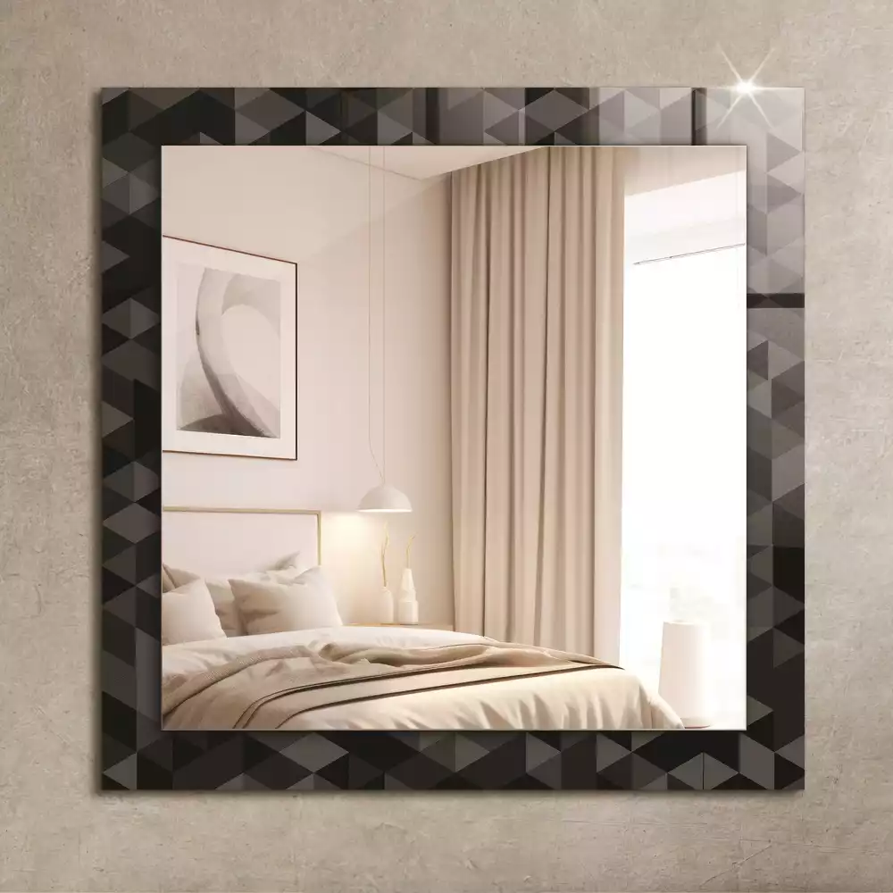 Miroir rectangulaire décoratif triangles noir et gris