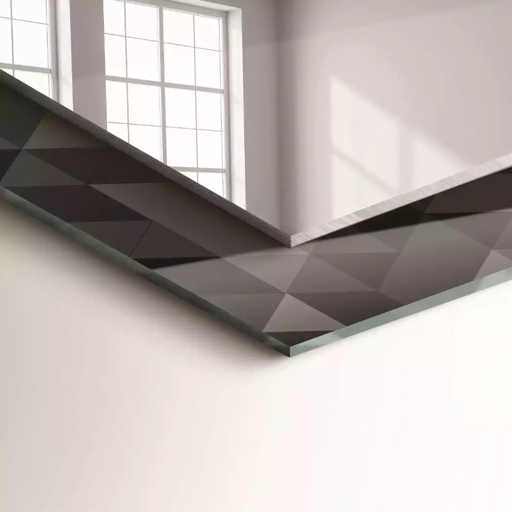 Miroir rectangulaire décoratif triangles noir et gris