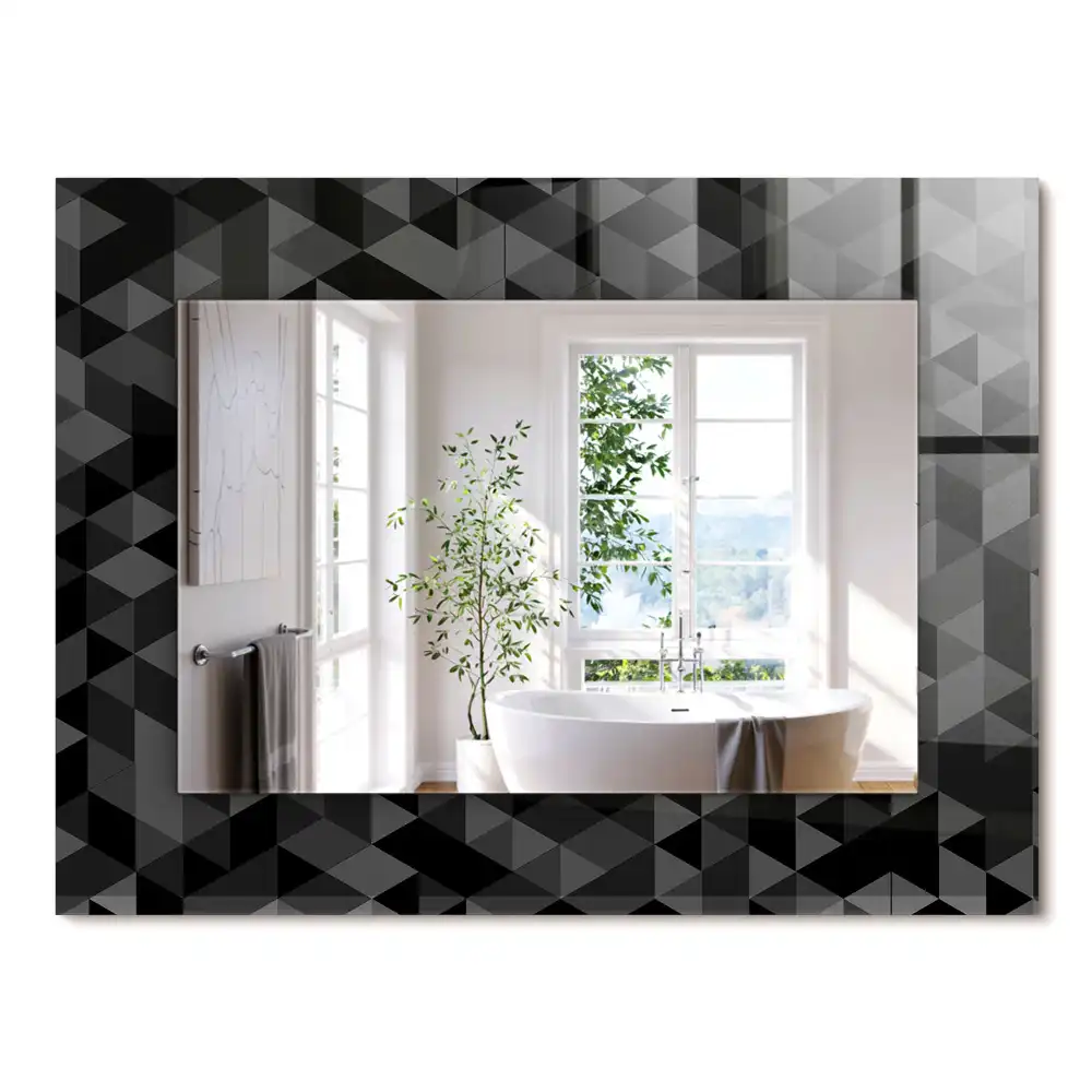 Miroir rectangulaire décoratif triangles noir et gris