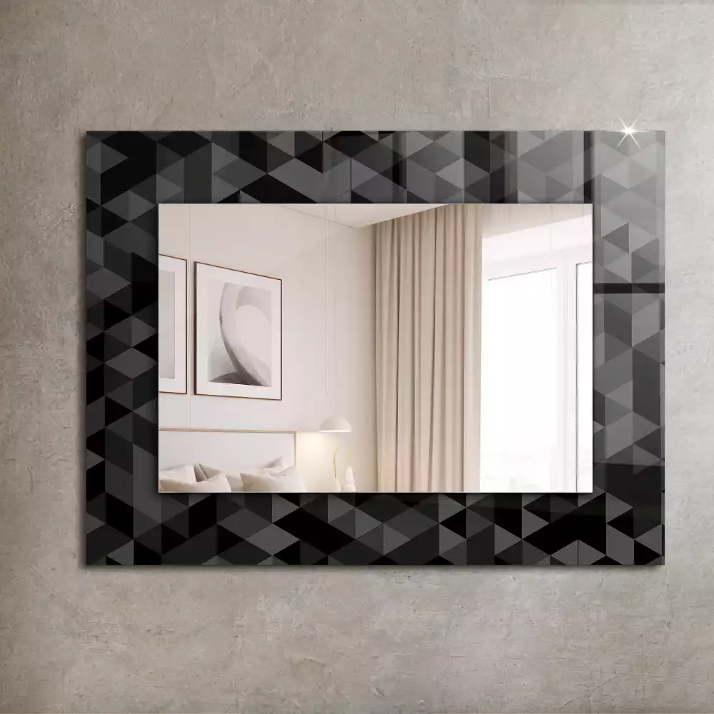 Miroir rectangulaire décoratif triangles noir et gris