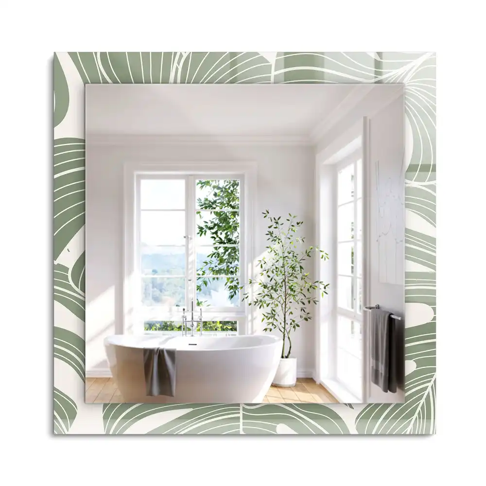 Miroir rectangulaire imprimé feuilles de monstera